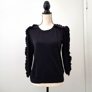Philosophy frilled arms blk sweater sz L